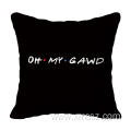 Black Letters Printed Customized Cushion Cover